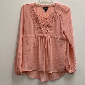 Peach blouse bohemian tie blouse XS